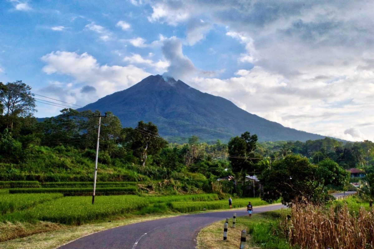 A perfect cone volcano near Bajawa, Flores Island, Indonesia